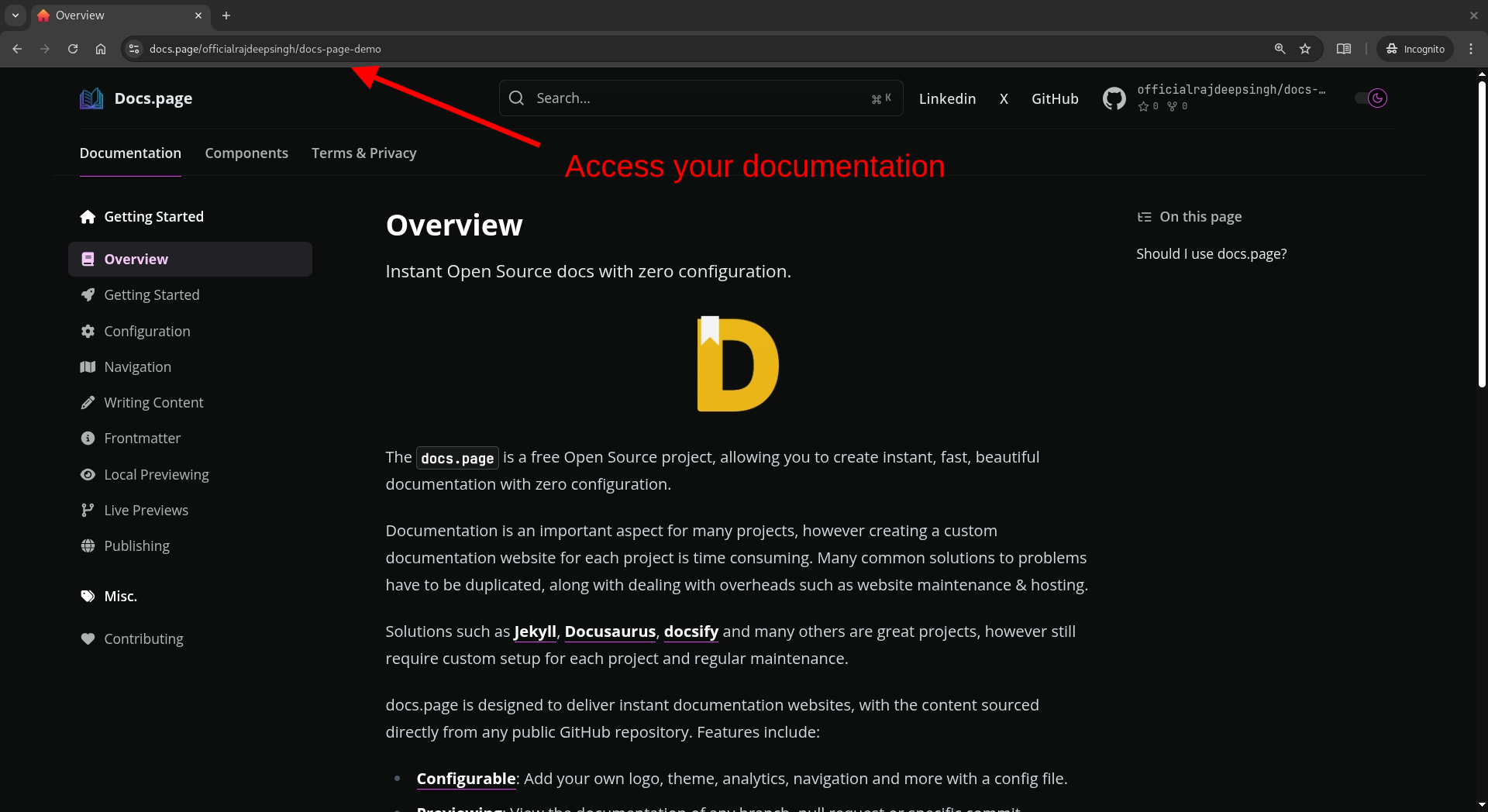 ساخت مستندات با docs.page