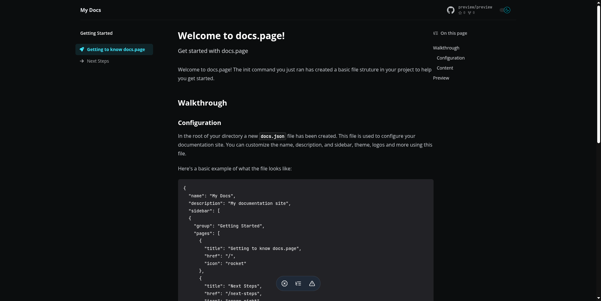 ساخت مستندات با docs.page