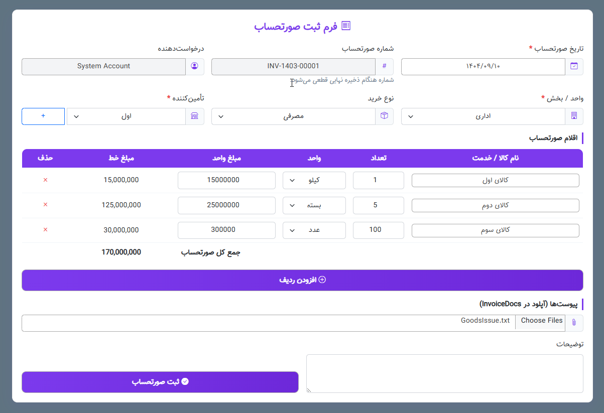 نرم افزار خرید و تدارکات شیرپوینت